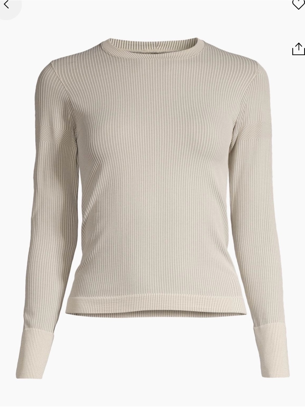 Ribbed Long Sleeve Crewneck base layer  Top in Light Beige
